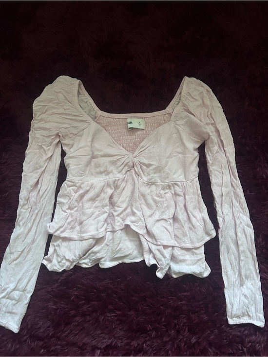 Hollister Tops - Hollister Light Pink Peplum Twist-Front Long Sleeve Top